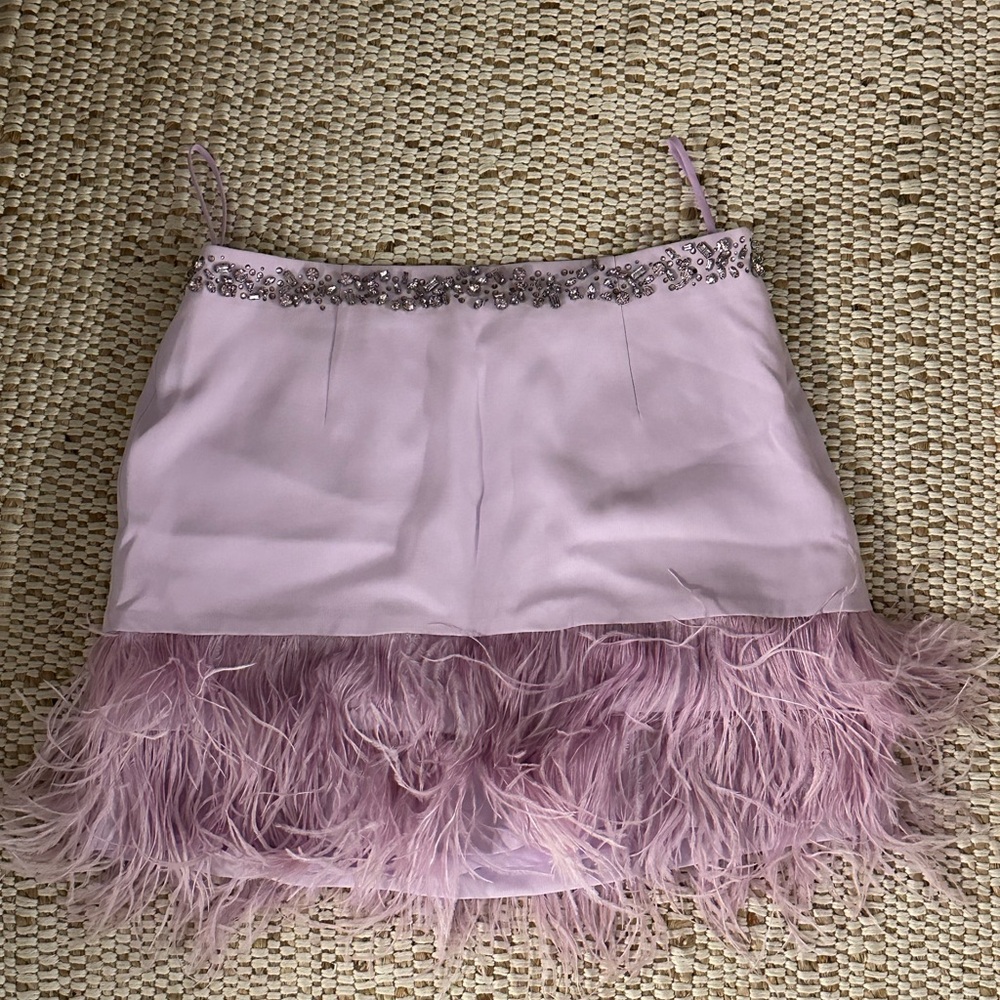 Cinq à Sept Lilac Feathered Mini Skirt
